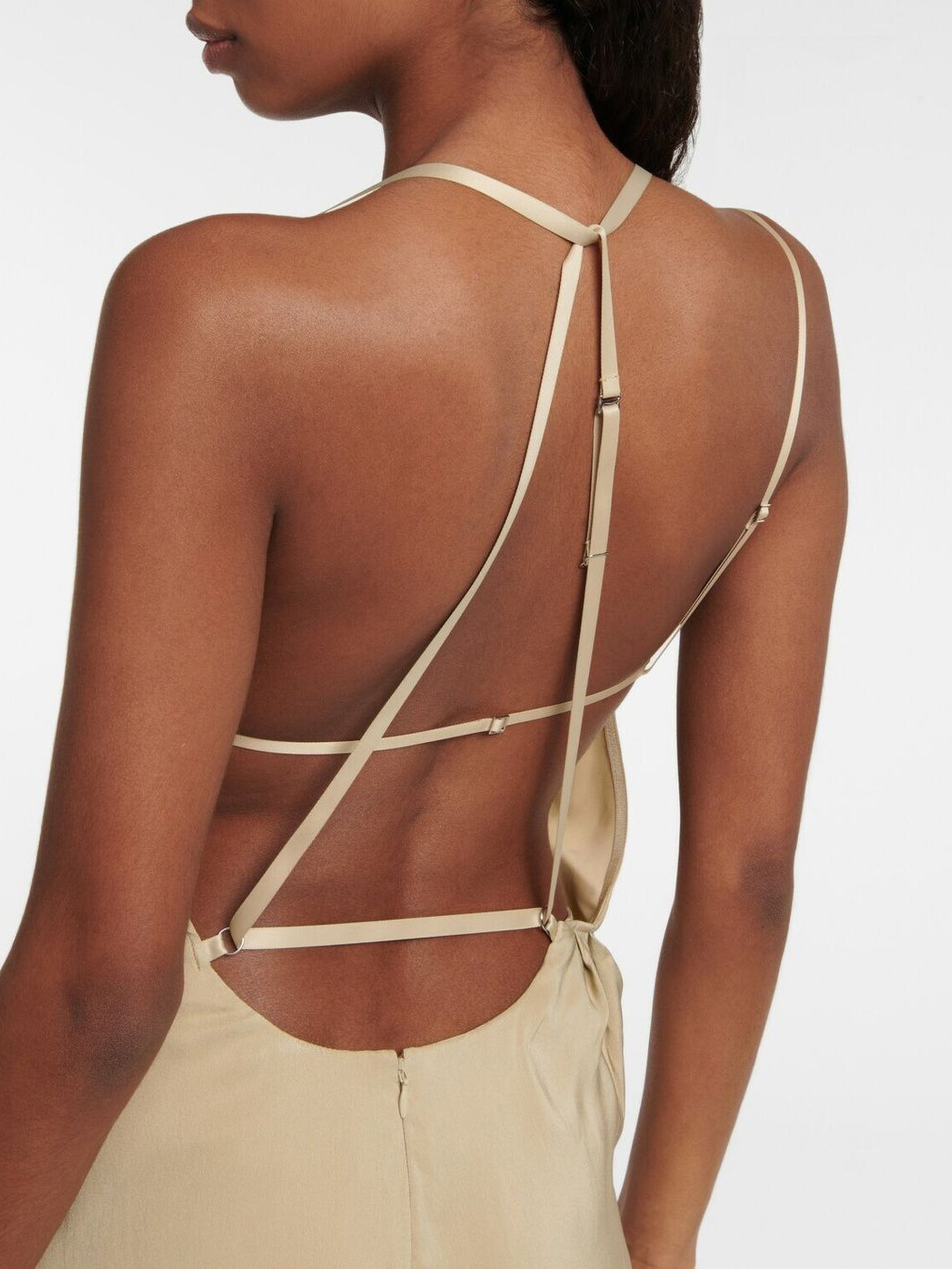 Robe longue Goccia en soie mélangée - Beige