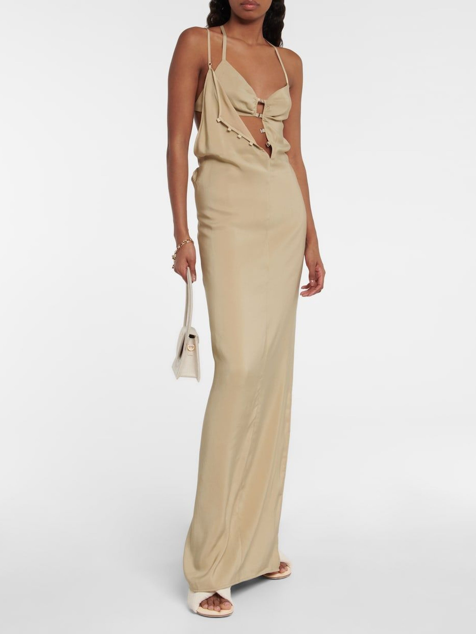 Robe longue Goccia en soie mélangée - Beige