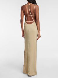 Robe longue Goccia en soie mélangée - Beige