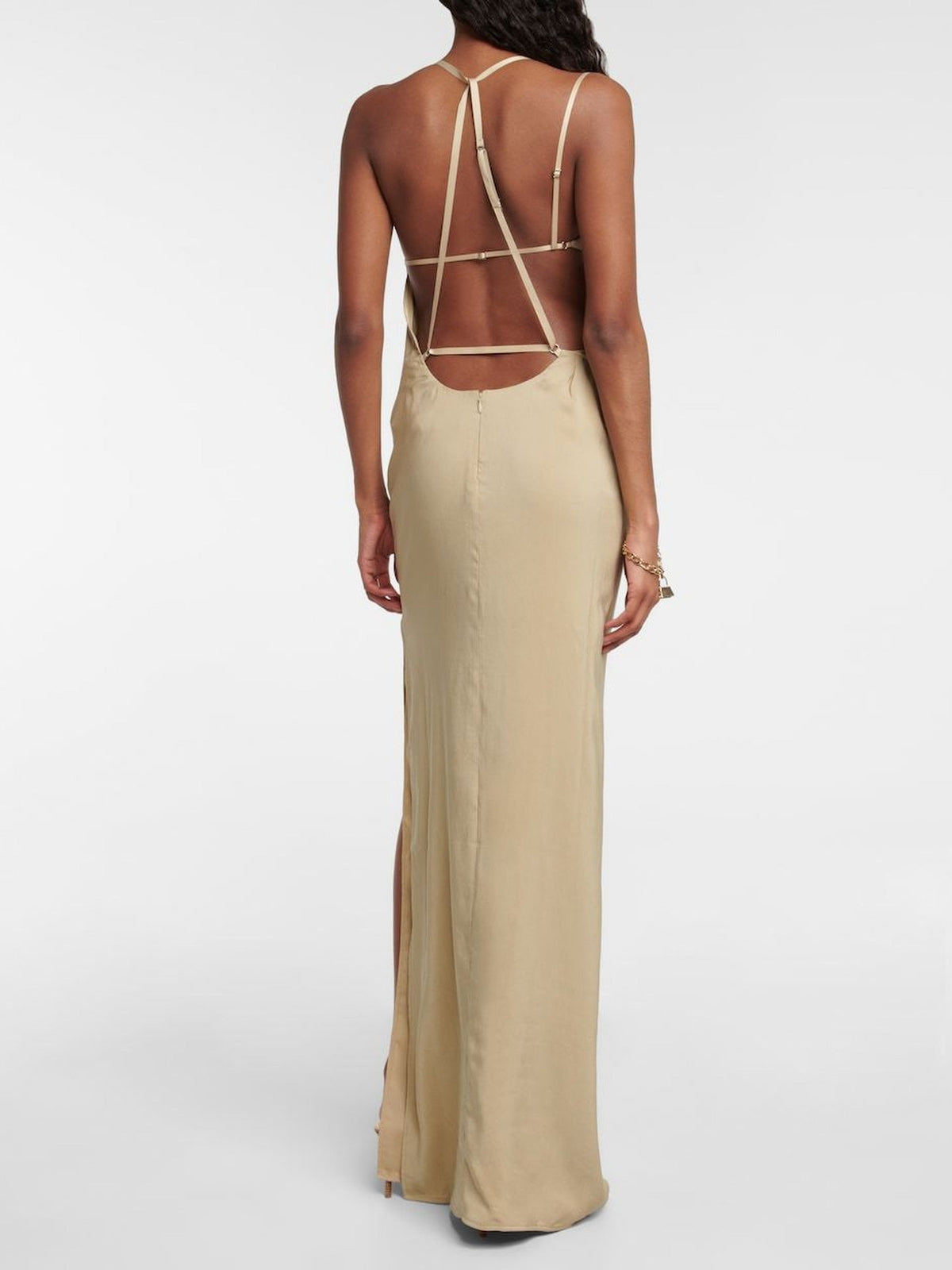 Robe longue Goccia en soie mélangée - Beige