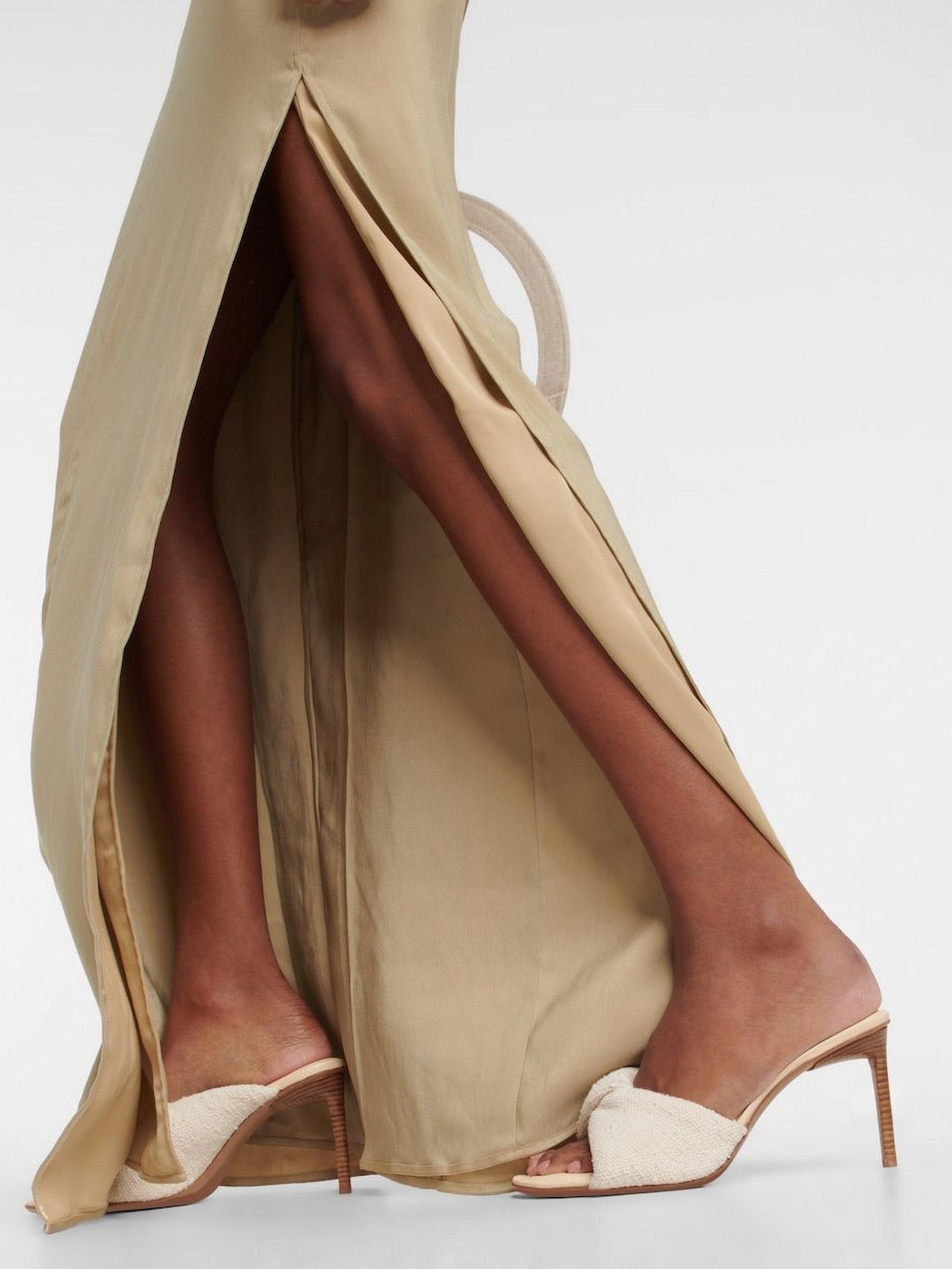 Robe longue Goccia en soie mélangée - Beige
