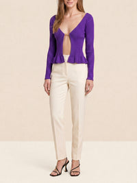 Cardigan en maille Pralu à manches longues - Purple