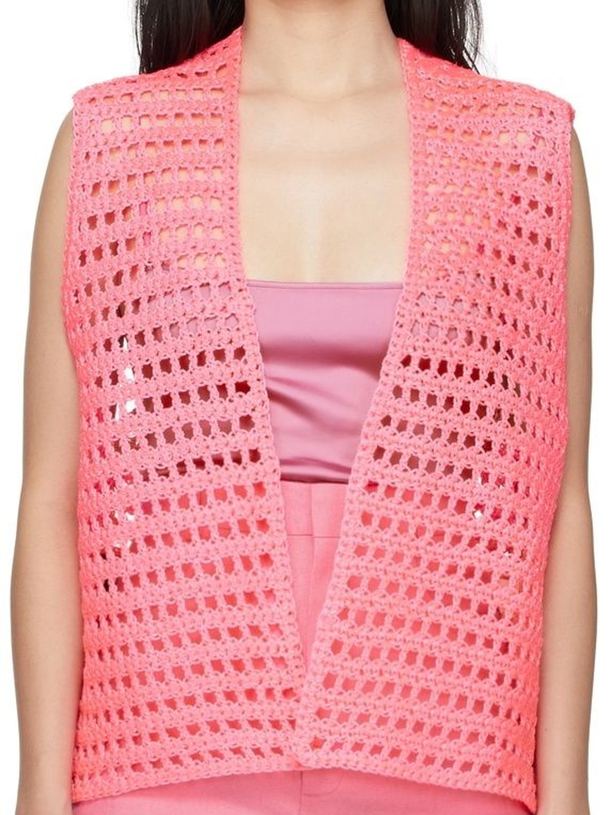 Gilet en crochet sans manches - Pink