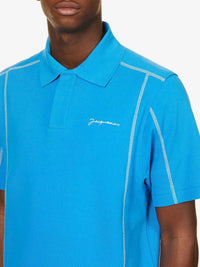 Polo Vainilla à surpiqures - Turquoise