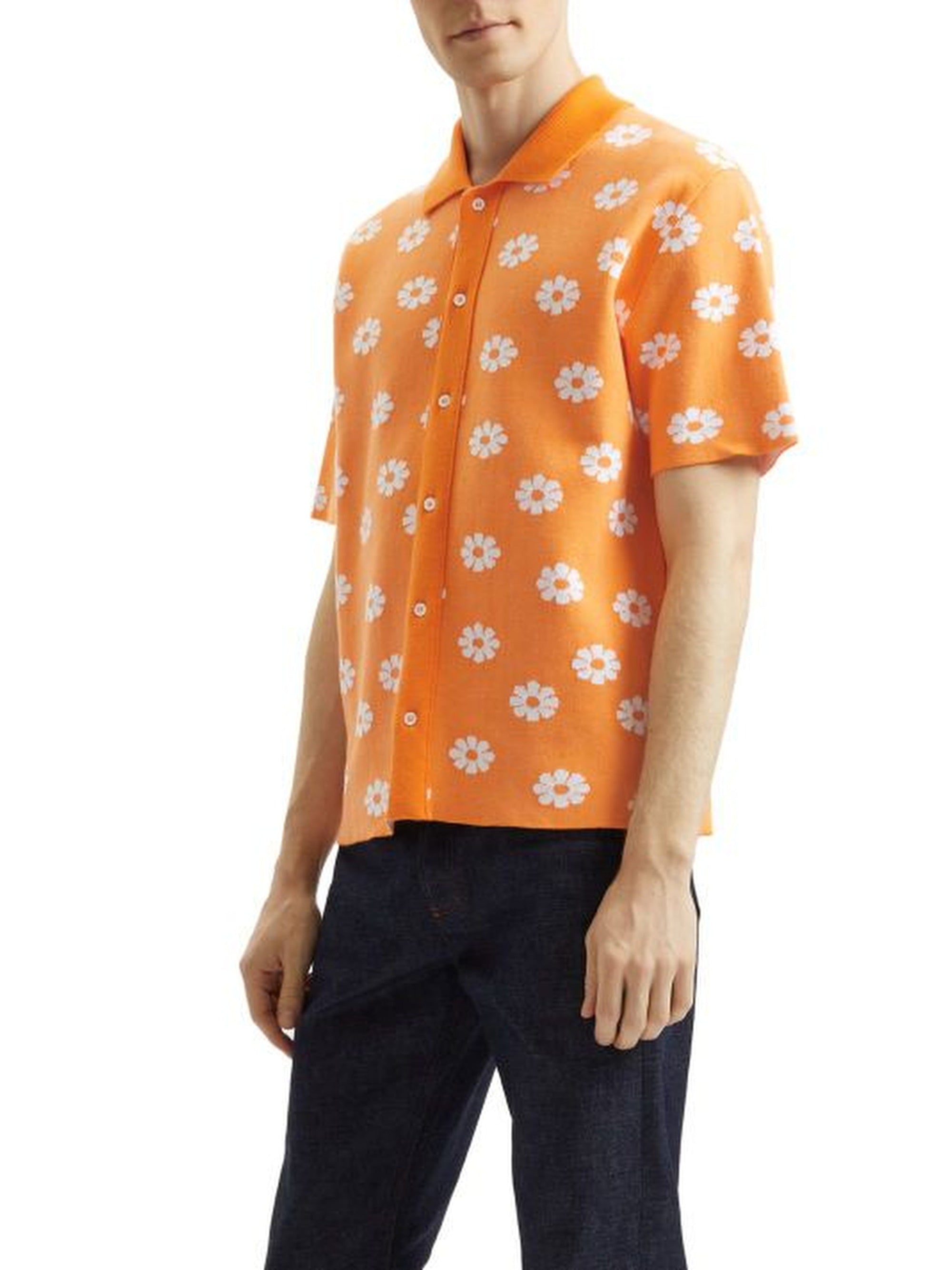 JACQUARD FLOWERS ORANGE LA CHEMISE PALMA