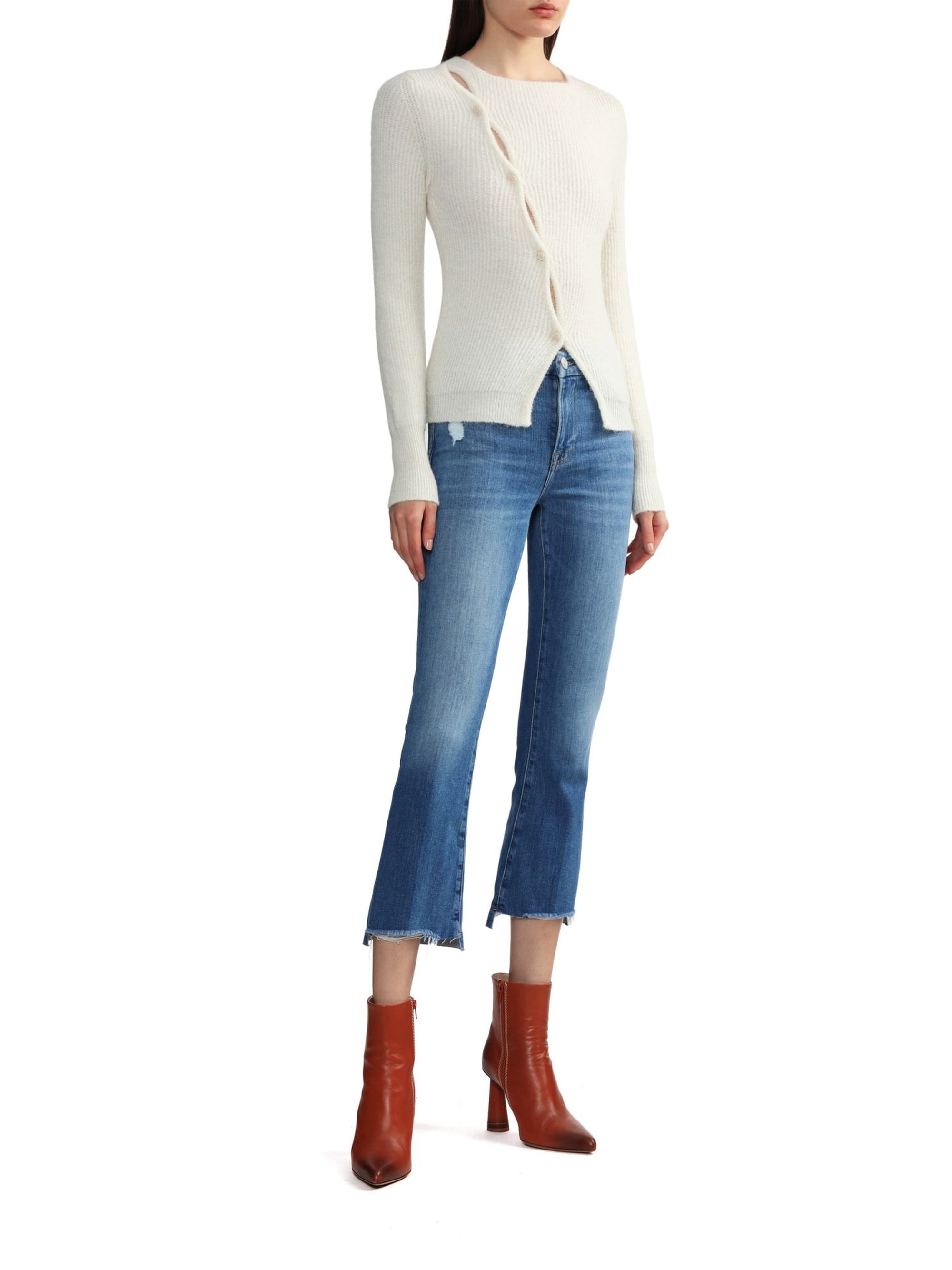 Cardigan Pau asymétrique en laine mélangée - White