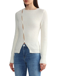 Cardigan Pau asymétrique en laine mélangée - White