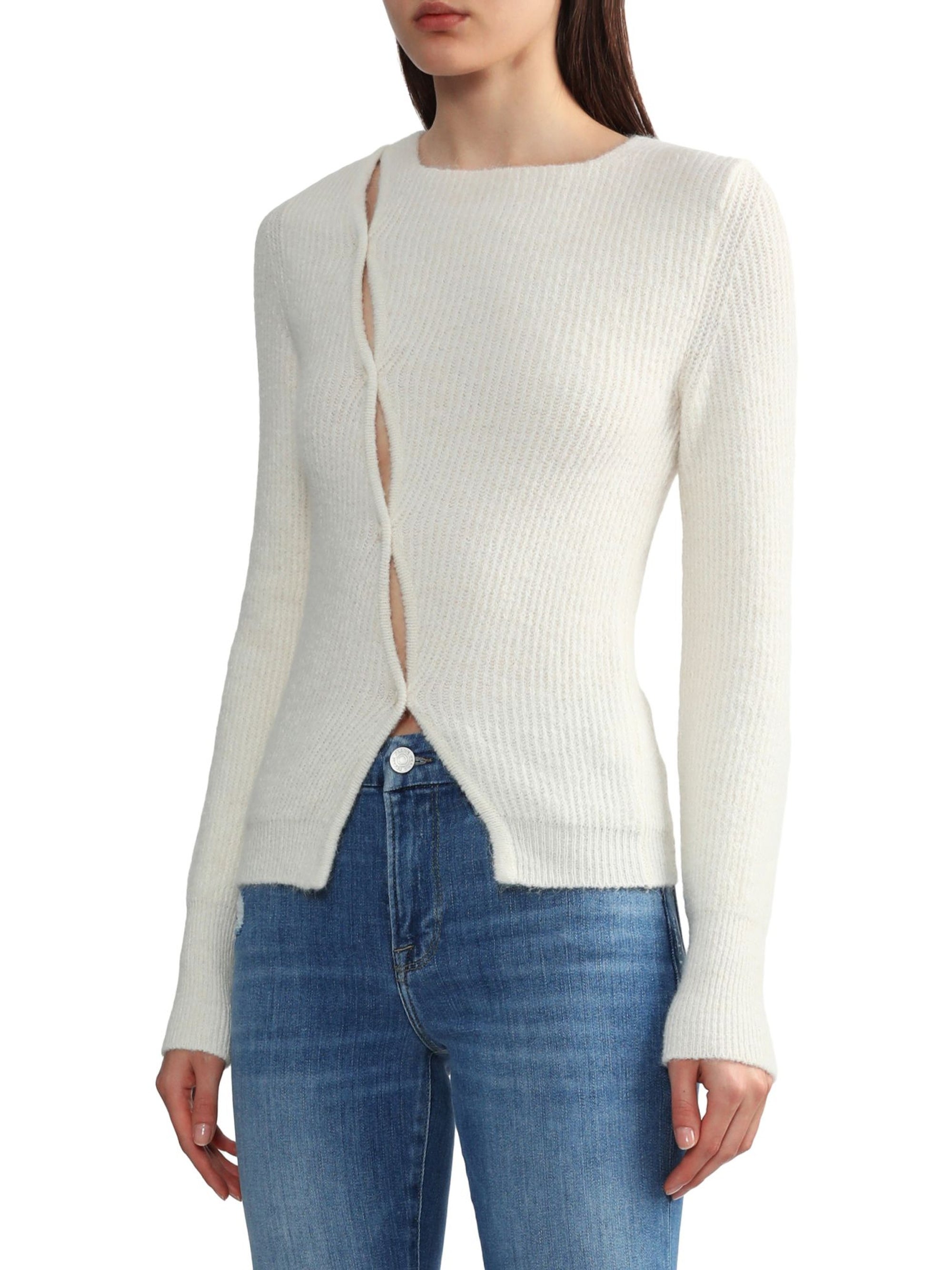 Cardigan Pau asymétrique en laine mélangée - White