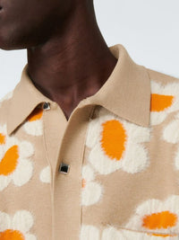 LIGHT BROWN FLOWERS 70S LA CHEMISE NEVE FLEURS