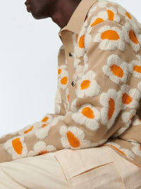 LIGHT BROWN FLOWERS 70S LA CHEMISE NEVE FLEURS