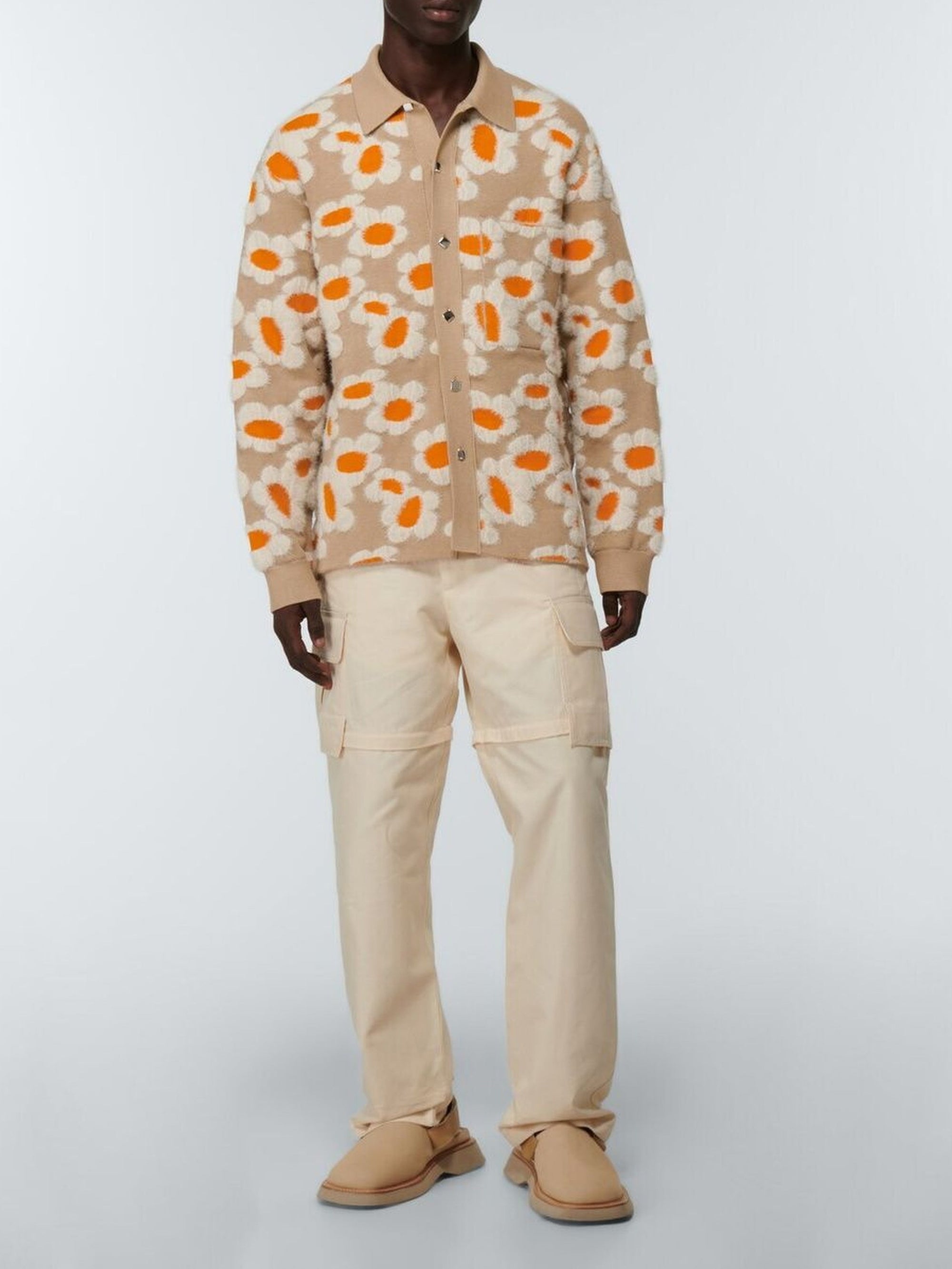 LIGHT BROWN FLOWERS 70S LA CHEMISE NEVE FLEURS