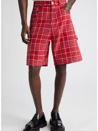 JACQUARD CHECK  DARK RED LE SHORT PANNI