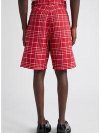 JACQUARD CHECK  DARK RED LE SHORT PANNI