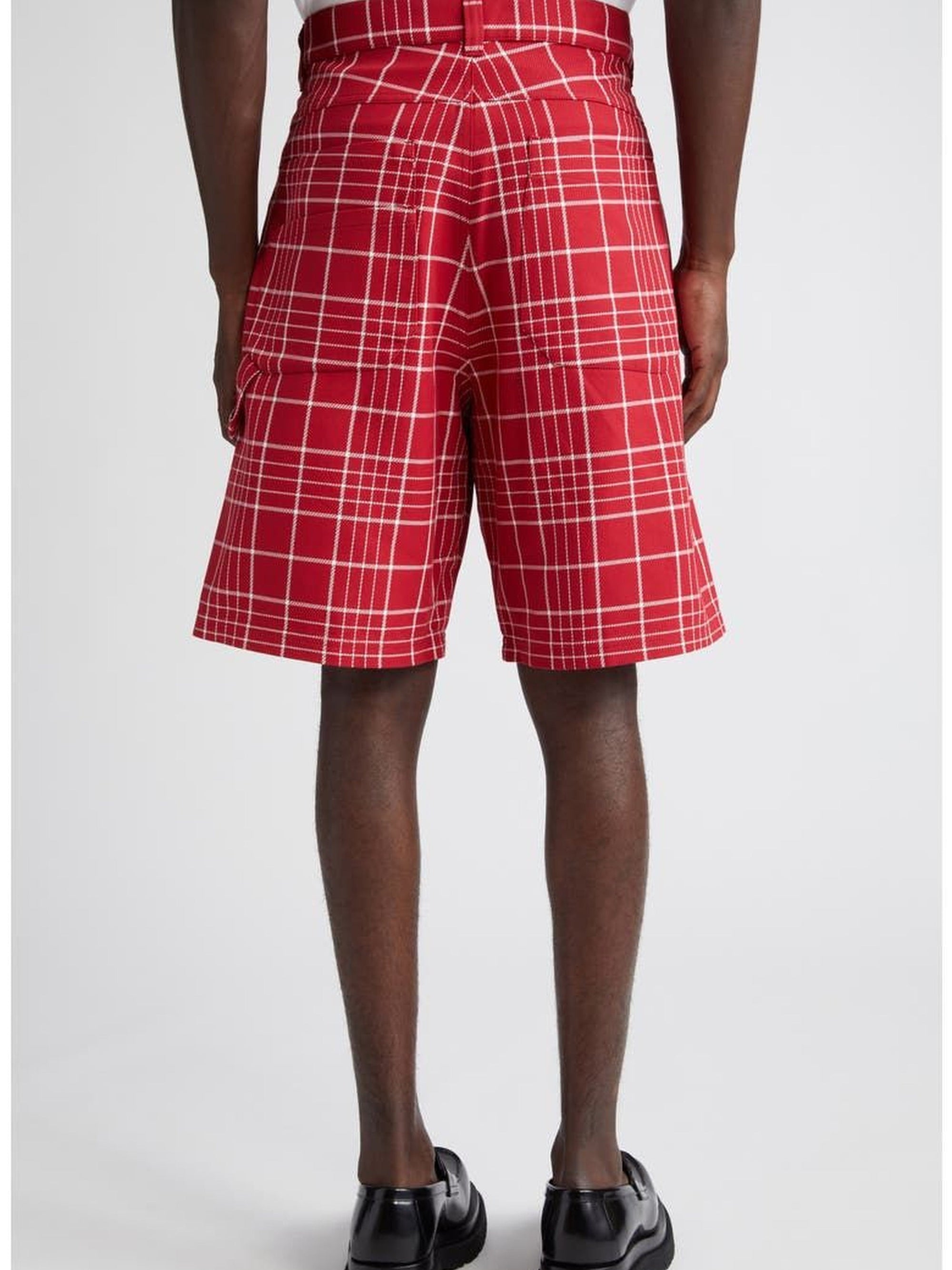 JACQUARD CHECK  DARK RED LE SHORT PANNI