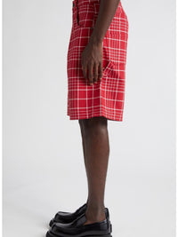JACQUARD CHECK  DARK RED LE SHORT PANNI