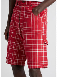 JACQUARD CHECK  DARK RED LE SHORT PANNI