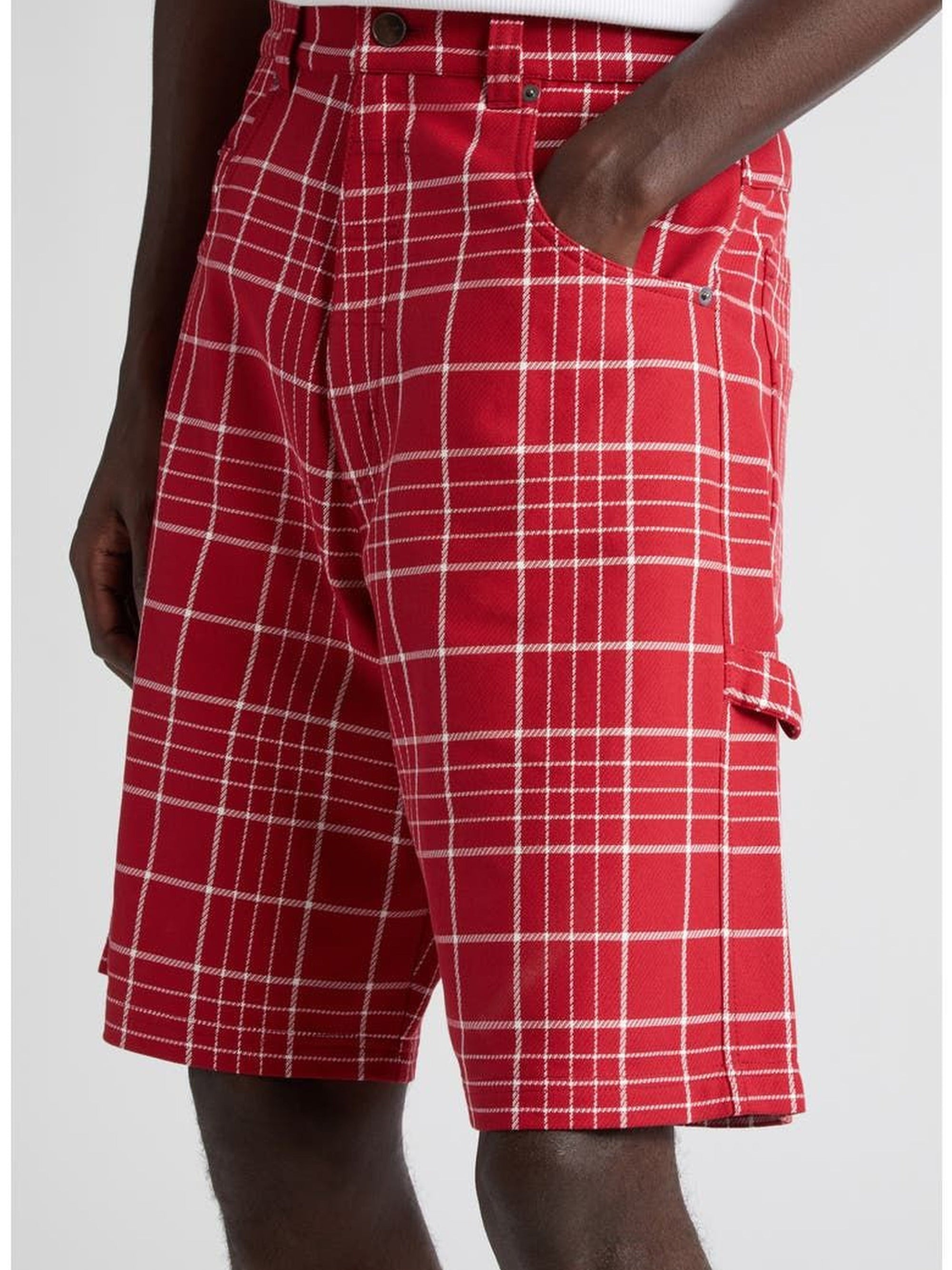 JACQUARD CHECK  DARK RED LE SHORT PANNI