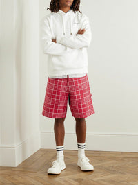 JACQUARD CHECK  DARK RED LE SHORT PANNI