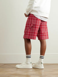 JACQUARD CHECK  DARK RED LE SHORT PANNI