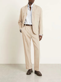 Pantalon Linu tailleur structuré en soie mélangée - Dark Beige