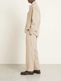 Pantalon Linu tailleur structuré en soie mélangée - Dark Beige