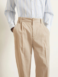 Pantalon Linu tailleur structuré en soie mélangée - Dark Beige