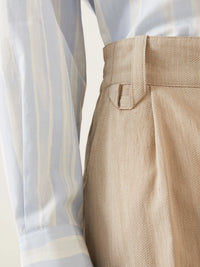 Pantalon Linu tailleur structuré en soie mélangée - Dark Beige
