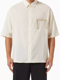 Chemise Cabri manches coudes à logo gros-grain - Off White