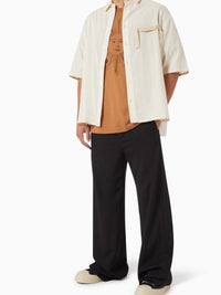 Chemise Cabri manches coudes à logo gros-grain - Off White
