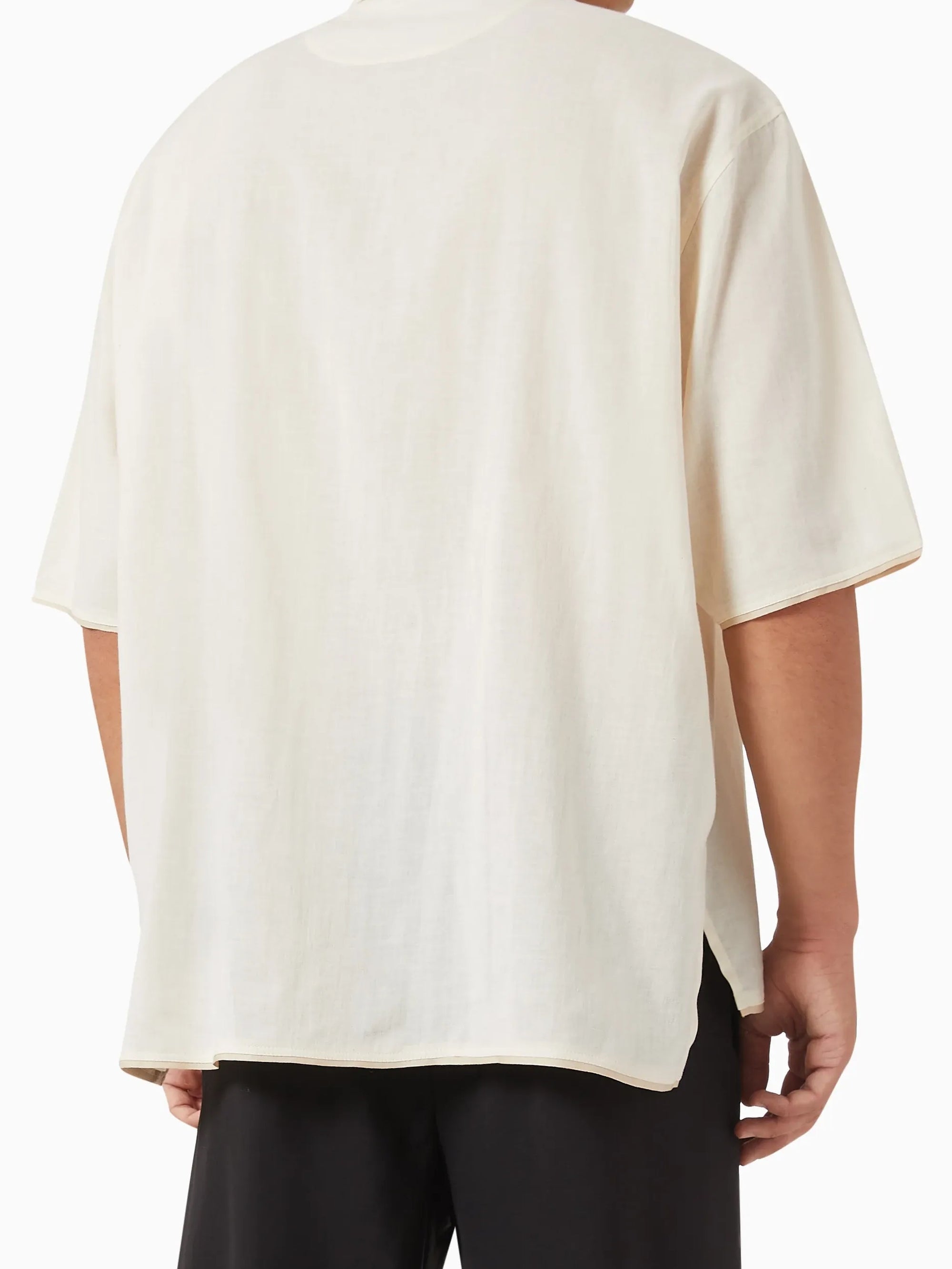 Chemise Cabri manches coudes à logo gros-grain - Off White