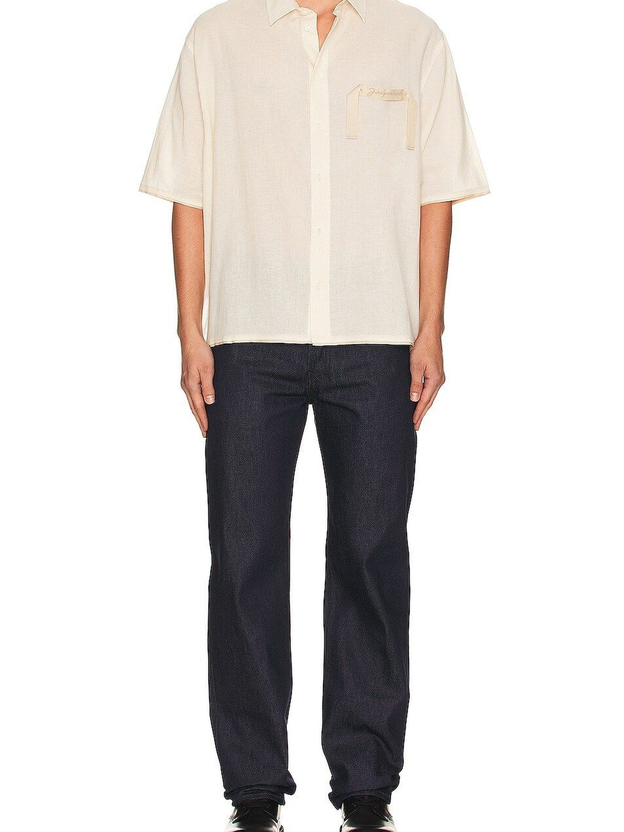 Chemise Cabri manches coudes à logo gros-grain - Off White