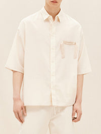 Chemise Cabri manches coudes à logo gros-grain - Off White