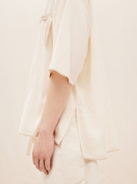 Chemise Cabri manches coudes à logo gros-grain - Off White
