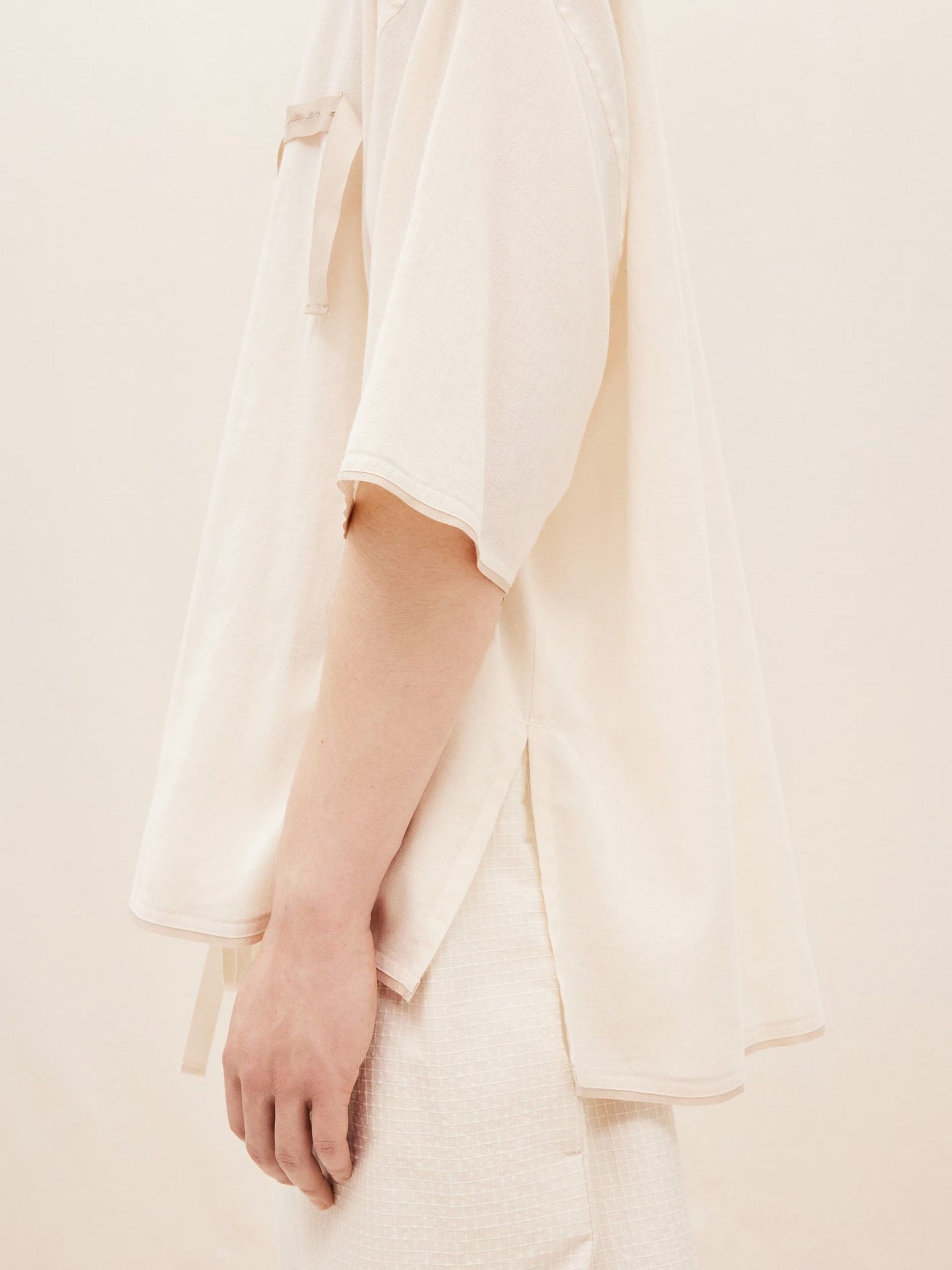 Chemise Cabri manches coudes à logo gros-grain - Off White