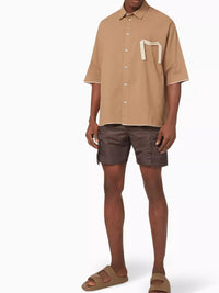 Chemise Cabri manches coudes à logo gros-grain - Beige