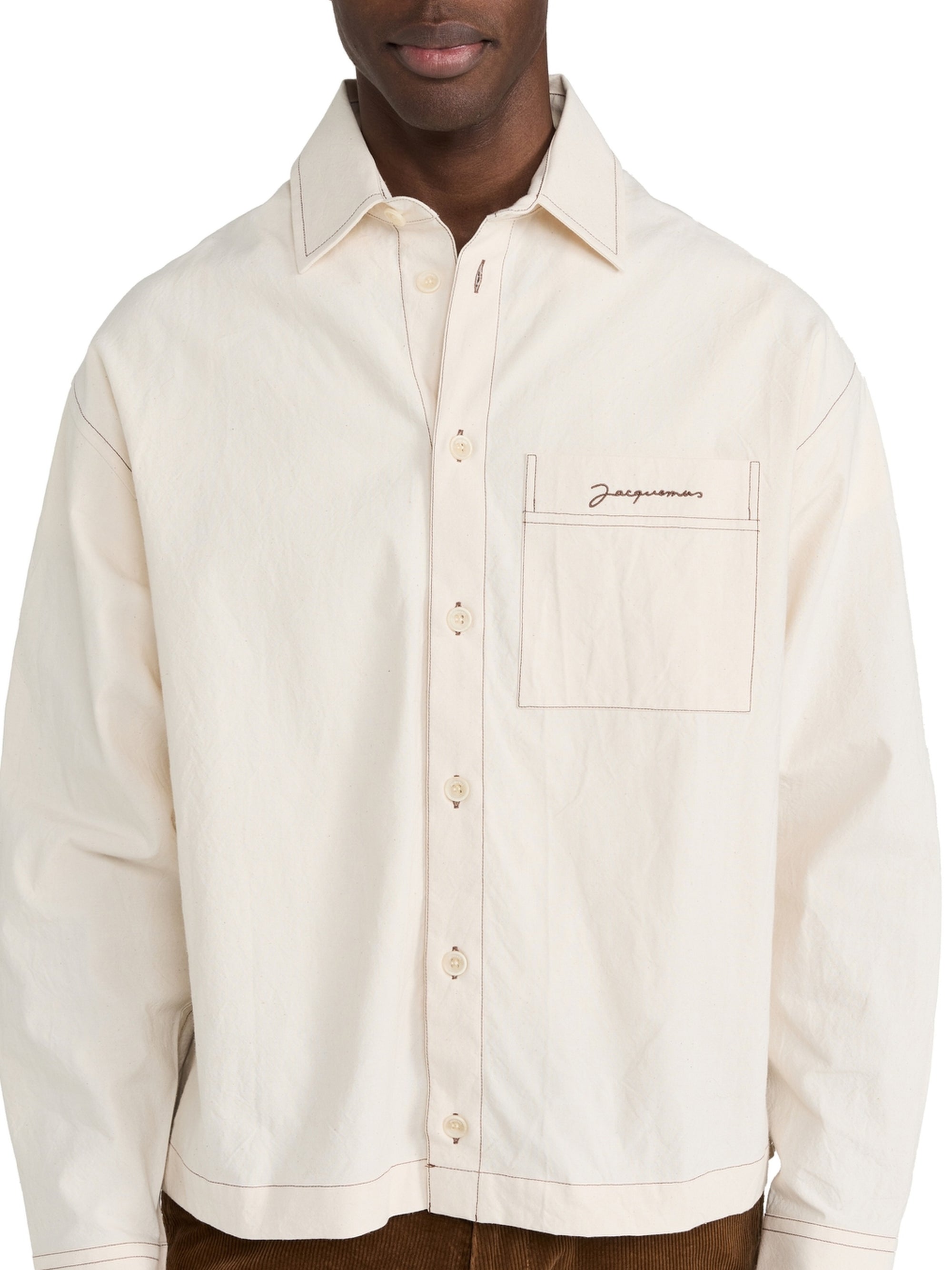 Chemise Papier workwear surpiquée - Off White