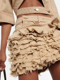 The De Nîmes Artichaut Skirt - Beige & Terracotta