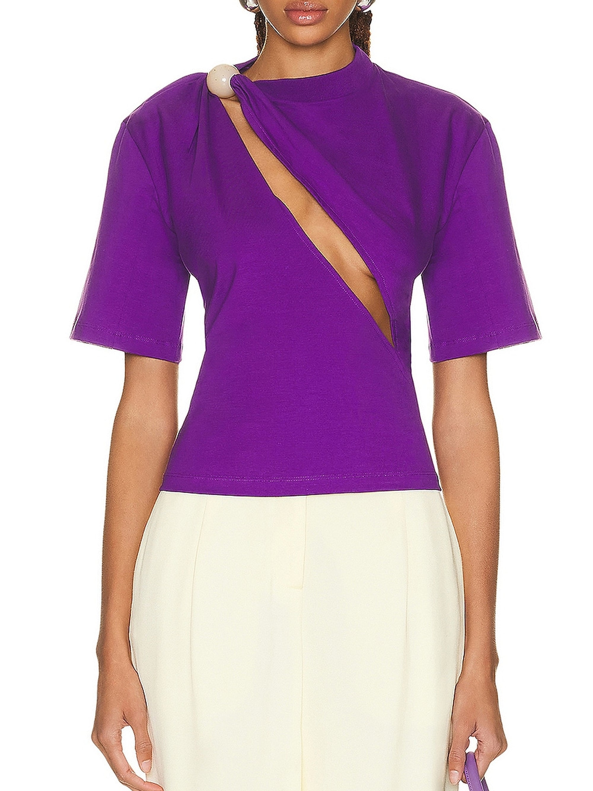 T-shirt Perola à découpe perlée - Purple