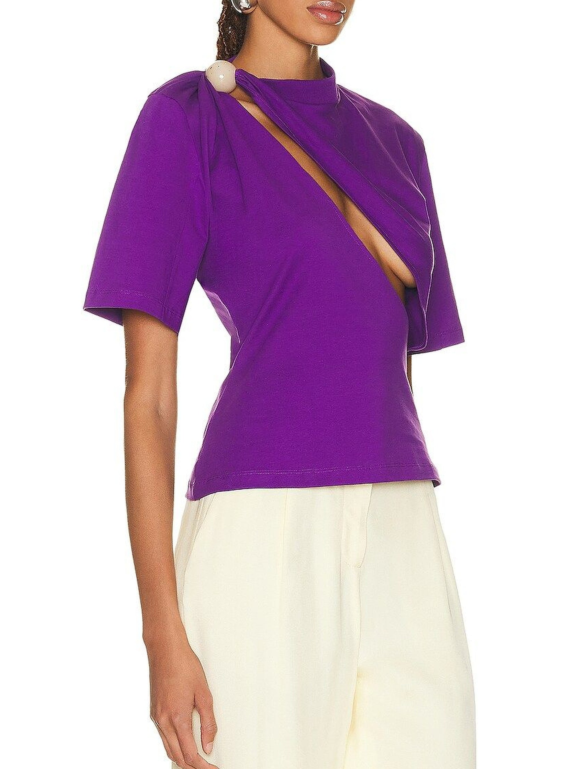 T-shirt Perola à découpe perlée - Purple