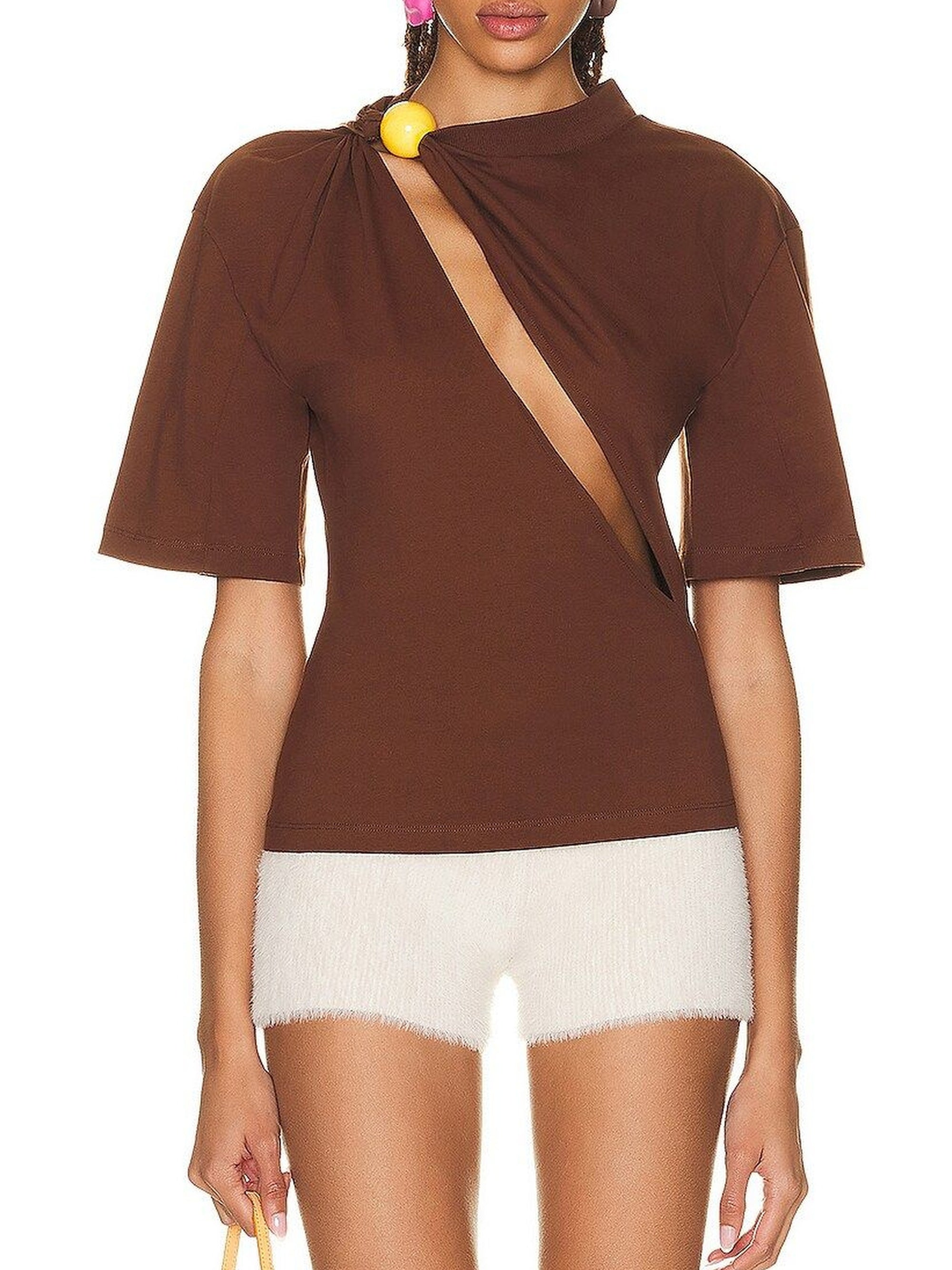 T-shirt Perola fendu - Brown