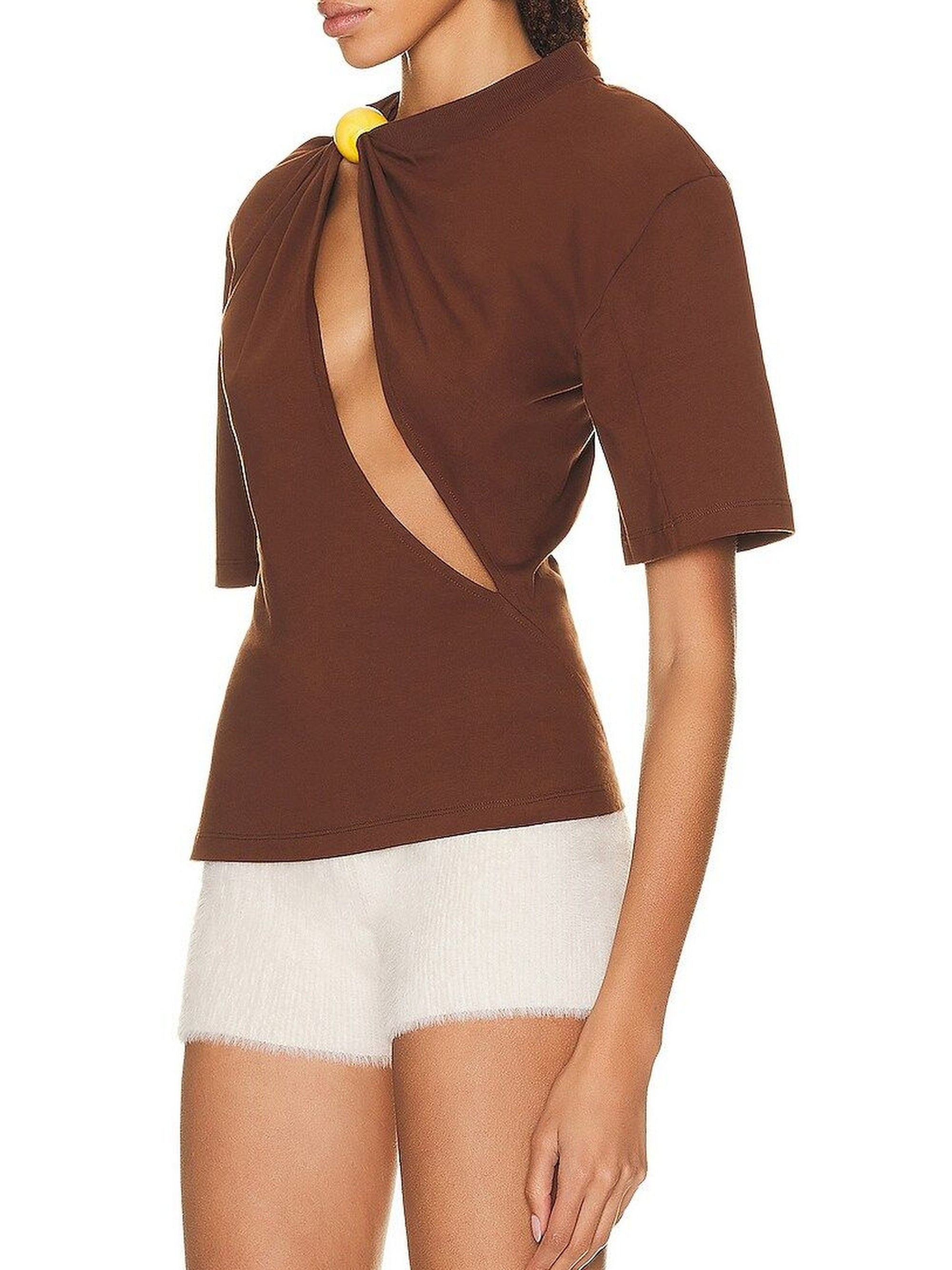 T-shirt Perola fendu - Brown