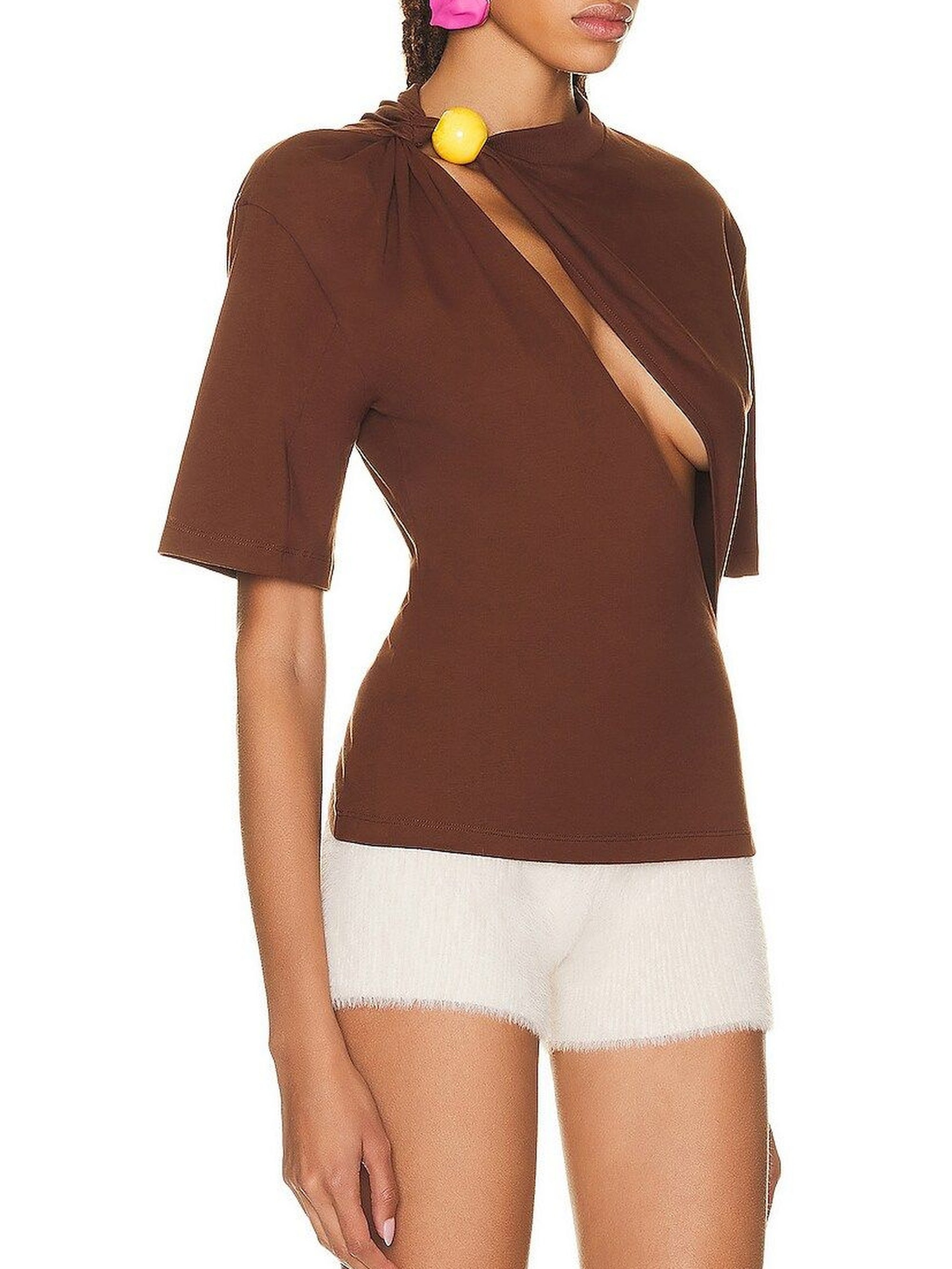 T-shirt Perola fendu - Brown