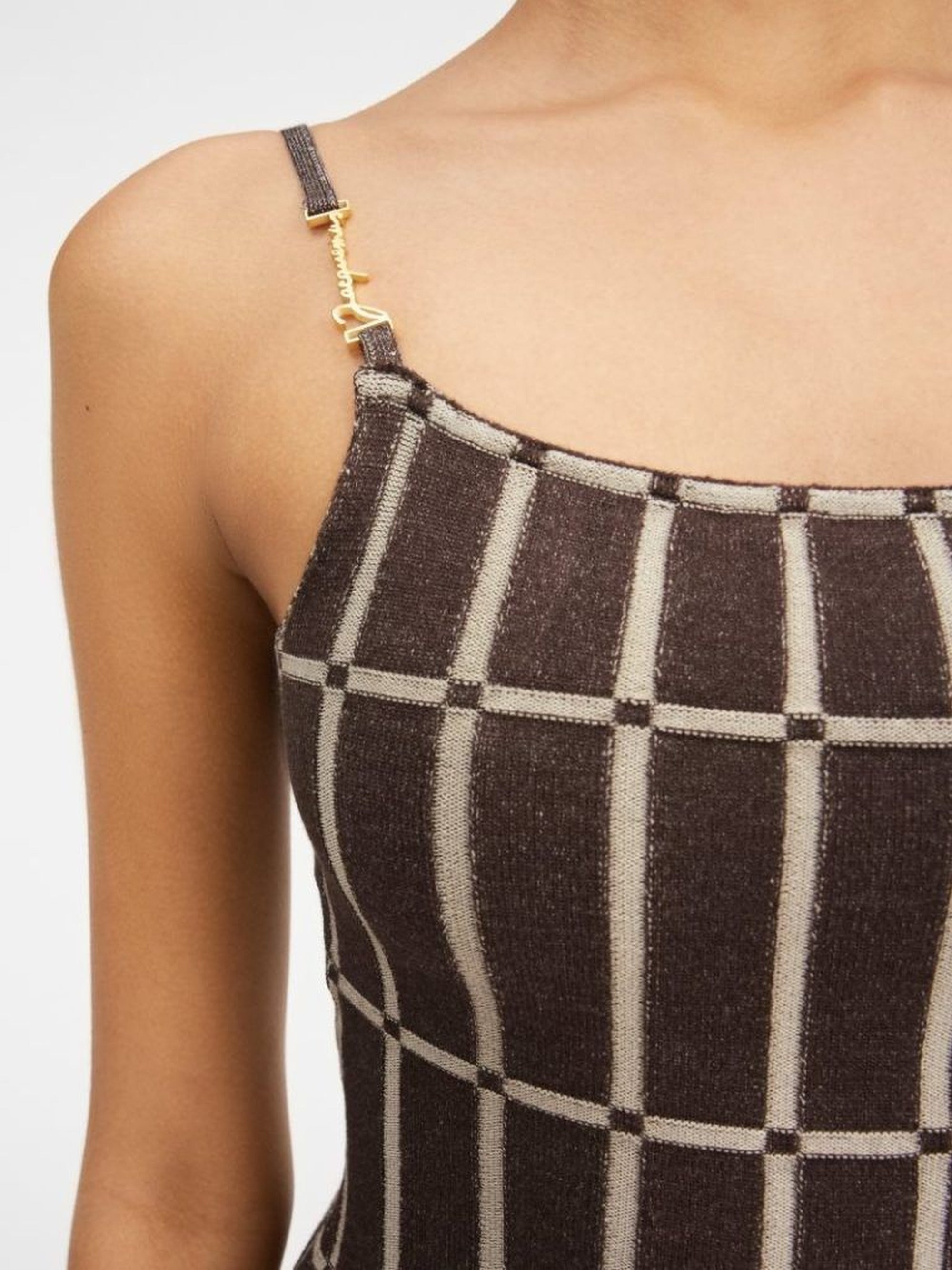 Robe Malha à carreaux - Brown