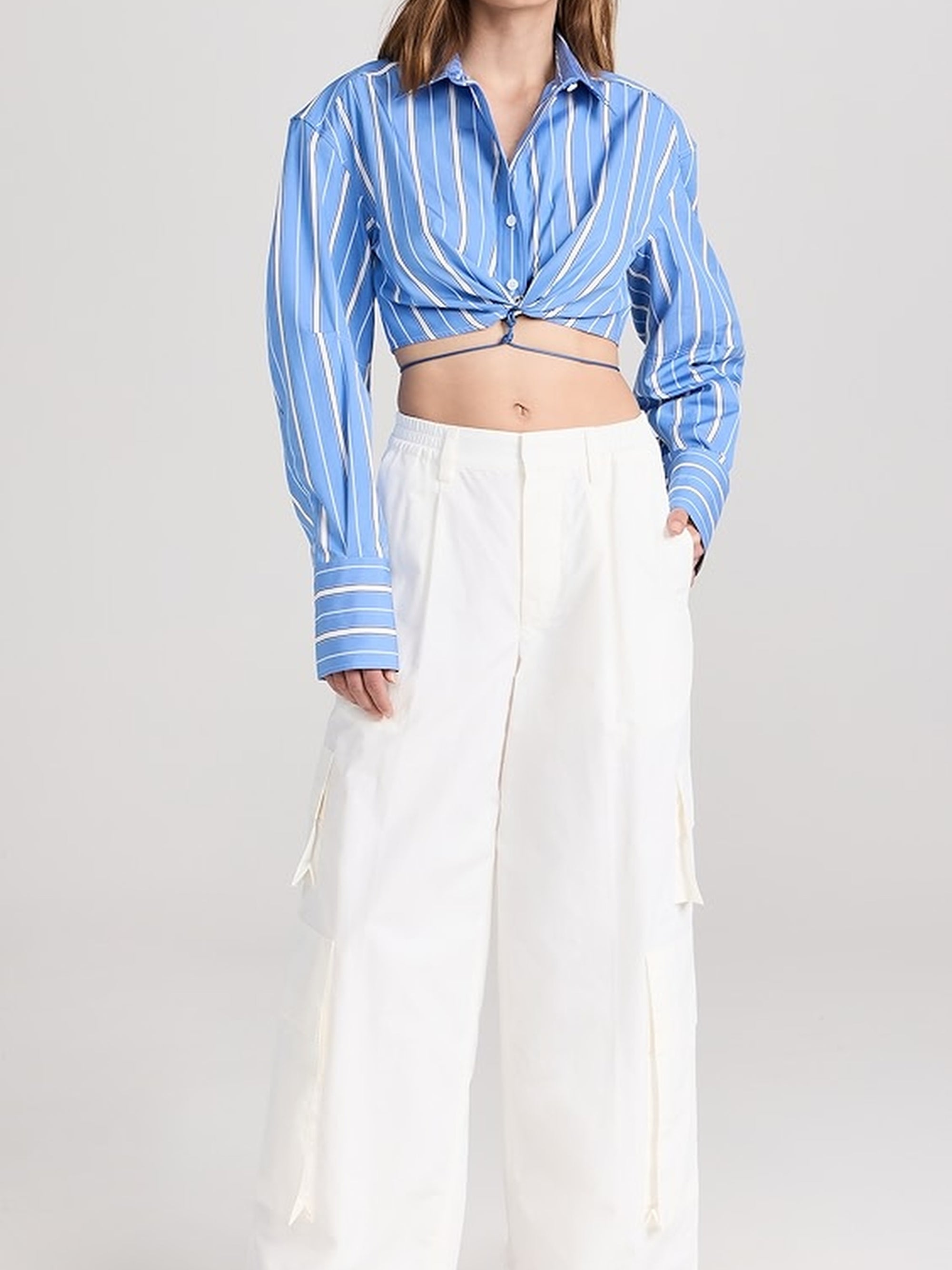 Chemise Plidao courte drapée - Blue Stripes