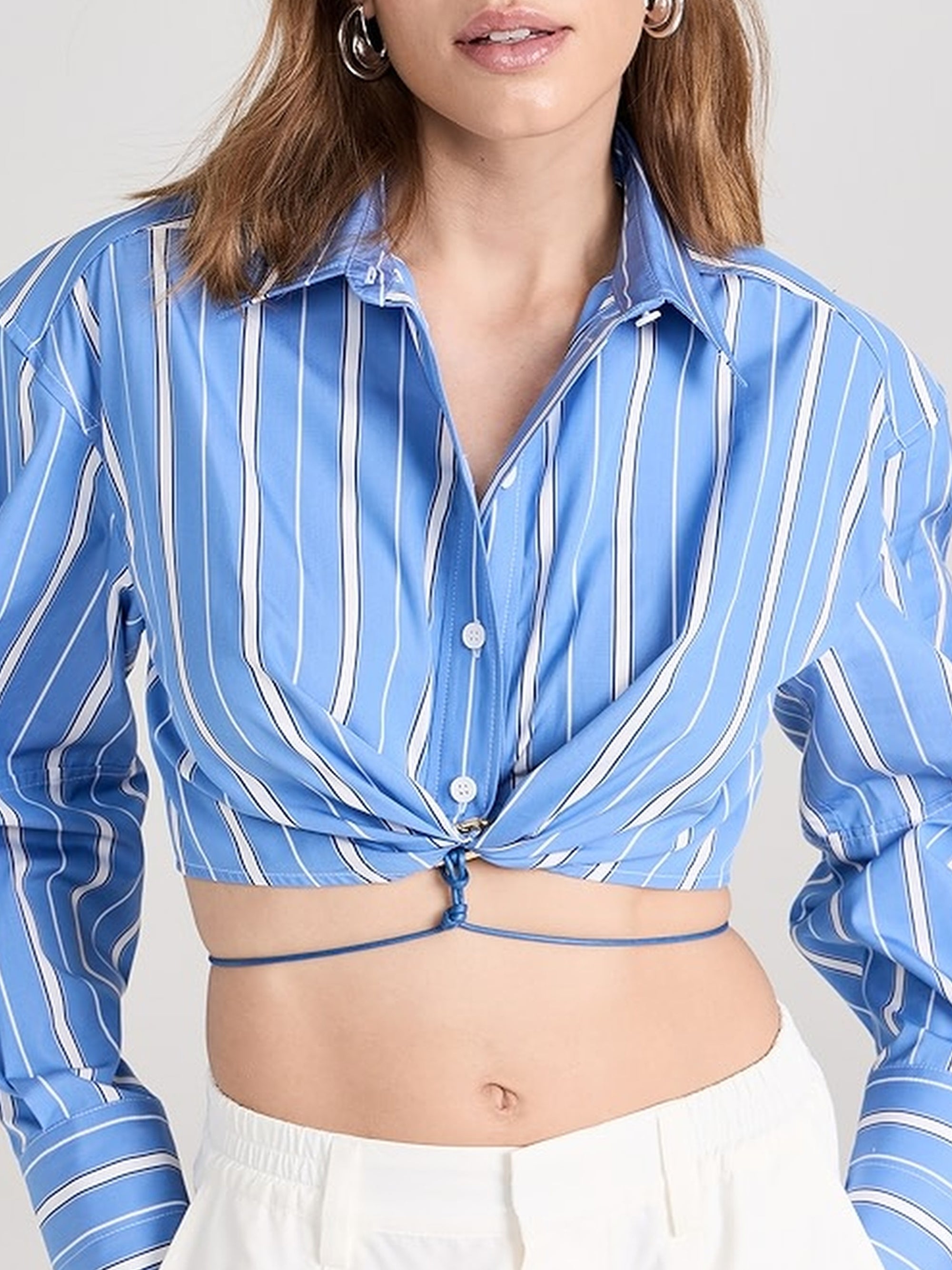 Chemise Plidao courte drapée - Blue Stripes