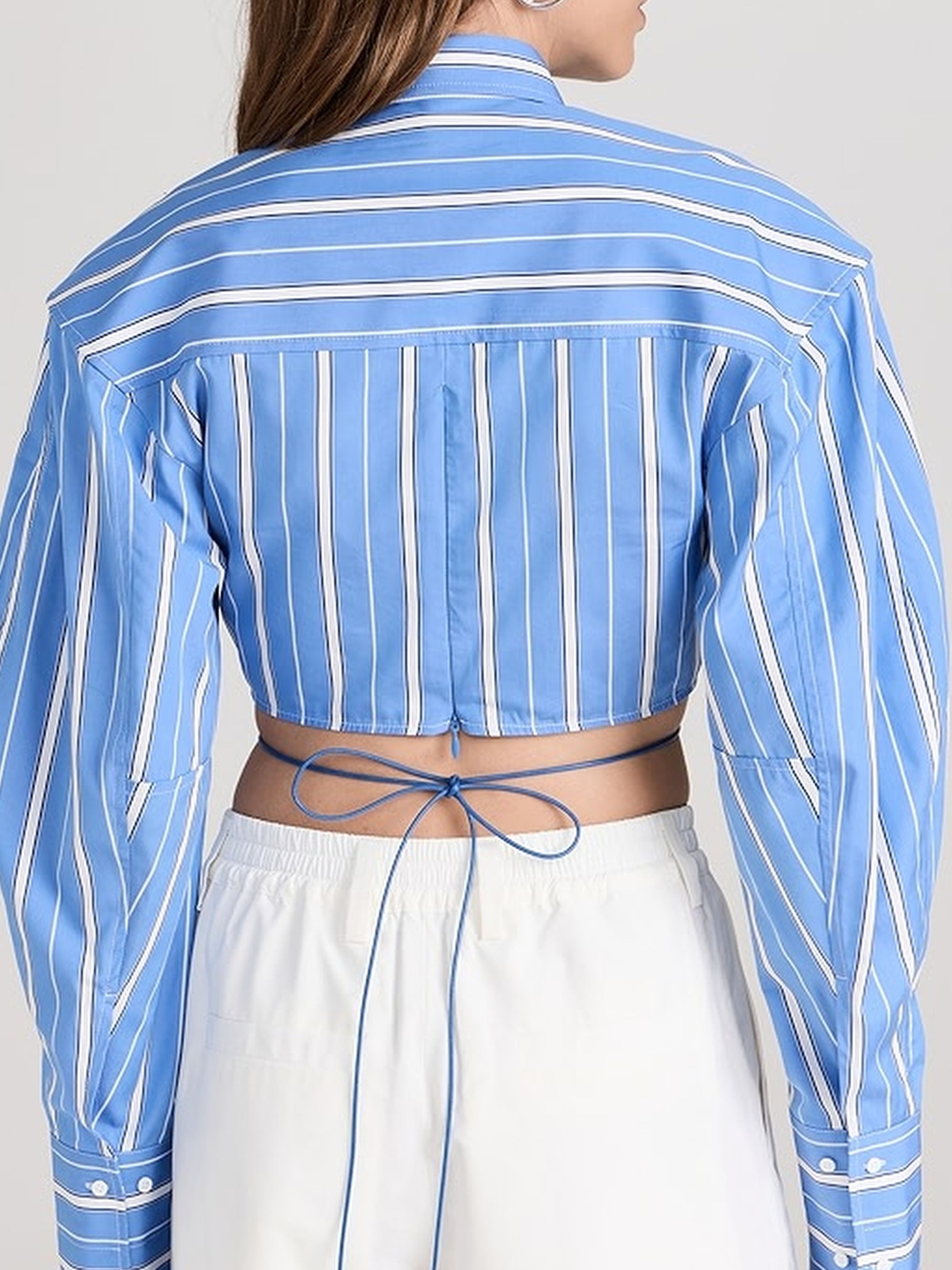 Chemise Plidao courte drapée - Blue Stripes