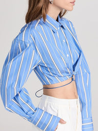 Chemise Plidao courte drapée - Blue Stripes