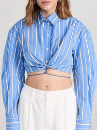 Chemise Plidao courte drapée - Blue Stripes