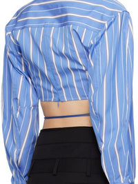 Chemise Plidao courte drapée - Blue Stripes