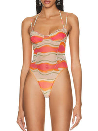 Body Ilha à bretelles et perles - Pink Waves Strippes